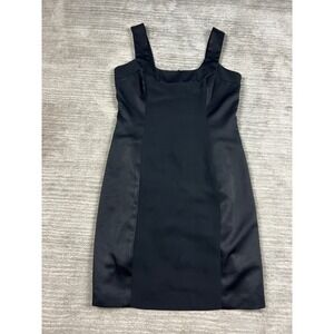 YL by Yair Dress Womens‎ 6 Black Sheath Cocktail Mixed Media Satin Square Neck